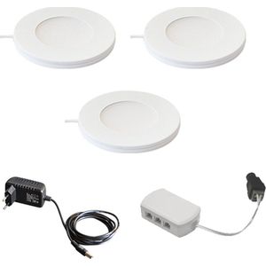 Magnetische in- & opbouw spot set - 3-pack - Plug & Play - warm wit - 2700K - 2,2W - keukenverlichting - kastverlichting - LED Inbouwspot (Ø55mm) - led spot – spotjes