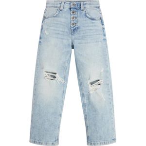 Denim Straight Pants With Exposed