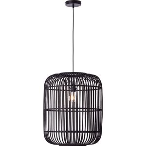 Brilliant Woodrow hanglamp 45cm donker hout/zwart, bamboe/metaal, 1x A60, E27, 60 W