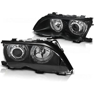 Koplampen dual halo rims BMW E46 09 01-03 05 ANGEL EYES LED ZWART