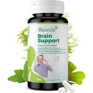 Biostile - Brain Support - Ondersteunt de Hersenfunctie - Ginkgo - Omega 3 - 60 Capsules