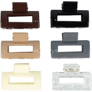 Haarsoires Haarspeld Haarklemmen 4cm – Rechte Vorm – Bruin Beige Creme Grijs Zwart Transparant – Set van 6 - Haarclip Klem - Hair Claw - voor Opsteken Haar - Hair Clip - Decoratieve Haaraccessoire