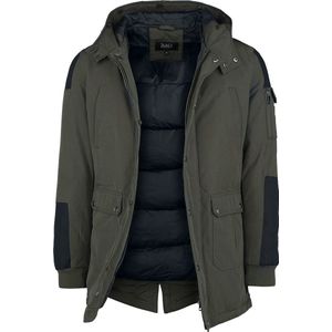 Black Premium by EMP Olijfgroene winterjas met nepbontkraag - Heren - S