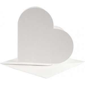 10x Hartjes kaarten wit met enveloppen - Bruiloft/Communie thema uitnodigingen basis materiaal