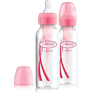 Dr. Brown's Options+ Anti-Colic Babyfles - Smalle halsfles - 250ml - Roze - 2 stuks