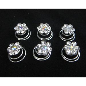 Curlies zilver | Bloem | Spiraal | 6 stuks