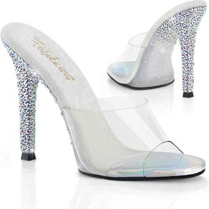 Fabulicious - GALA01DSP Muiltjes met hak - US 7 - 37 Shoes - Transparant/Zilverkleurig