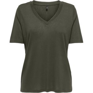 ONLY - Dames t-shirt - Maat XS - Vrouwen - Khaki - Viscose