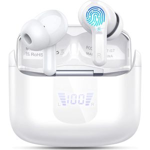 Draadloze oordopjes met Bluetooth 5.3 en ENC-microfoon - Ruisonderdrukkende en waterdichte hoofdtelefoon voor 40 uur speeltijd