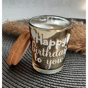 Mint11 - geurkaars jasmijngeur - happy birthday - wenskaars - kaars met tekst - cadeau voor haar - verjaardagskado - verjaardagscadeau - kado voor haar - kado voor hem - cadeau voor hem