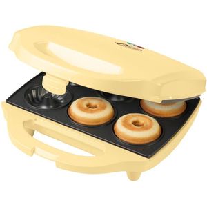 Bestron Cake Maker in tulbandvorm, wafelijzer voor 6 mini tulband cakes, met antiaanbaklaag & indicatielampje, 900 Watt, Kleur: geel