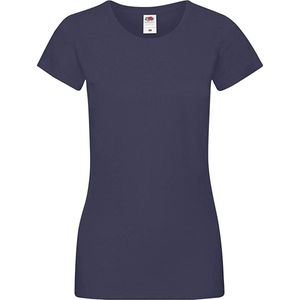 Fruit Of The Loom Lady-Fit Dames Sofspun® T-shirt - Navy / Blauw - Large