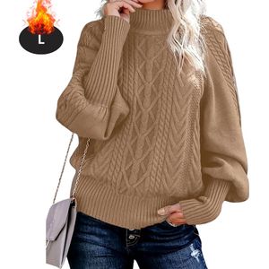 Livano Sweater Dames - Sweaters - Hoodie - Warme Trui - Vest - Khaki - S