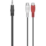 Hama 00205185 Cinch / Jackplug Audio Adapter [1x Jackplug male 3,5 mm - 2x Cinch-koppeling] Zwart