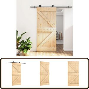 vidaXL Schuifdeur Massief Grenenhout 95x210 cm Schuifdeur - Granenhout Deur - Binnendeur - Schuifdeuren - Moderne Deur