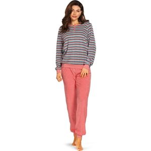 Comtessa Badstof dames pyjama - roze gestreept - maat 48