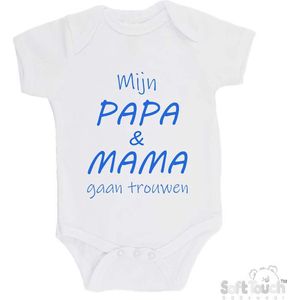 100% katoenen Romper ""Mijn papa & mama gaan trouwen"" Jongens Katoen Wit/blauw Maat 62/68