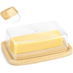 Botervloot kunststof met deksel - bamboe acryl - 250 g - BPA-vrij