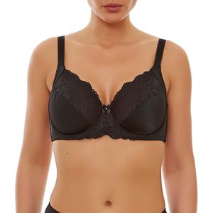 Vivian Dames Lingerie Niet-voorgevormde Minimizer met beugel BH (12-741) - Maat 80C - ZWART