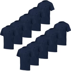 BOXR Underwear - T Shirt Heren - Casual Fit - Bamboe & Biologisch Katoen - 10-Pack Marine-Blauw - Ronde Hals - Zijdezacht & Ademend