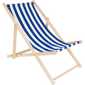 Opklapbare ligstoel - houten ligstoel - relaxligstoel - campingstoel - tuinligstoel - weerbestendige ligstoel - opvouwbaar 119 cm x 58 cm gestreept patroon - klapstoel hout