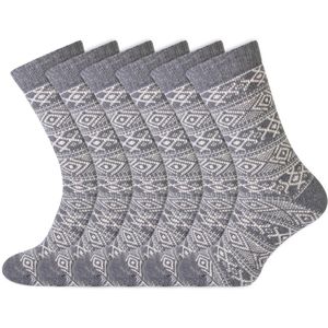 Noorse sokken | Dames sokken | Merk: Basset | Kleur: Grijs | Maat: 35 t/m 42 | 6 Paar