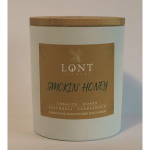 LONT candles - sojawas geurkaars - Smokin honey - tobacco, honing / patchouli, sandalwood - vrij van chemicaliën en ftalaten - handgemaakt