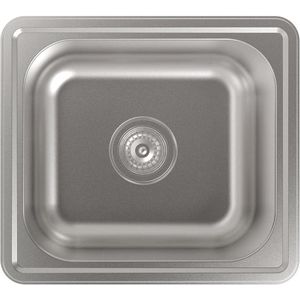 Gootsteen - Vierkante kom van roestvrij staal - 44x49 cm - Dikte 007 cm diepte 15 cm - Installatie op 50 cm meubels