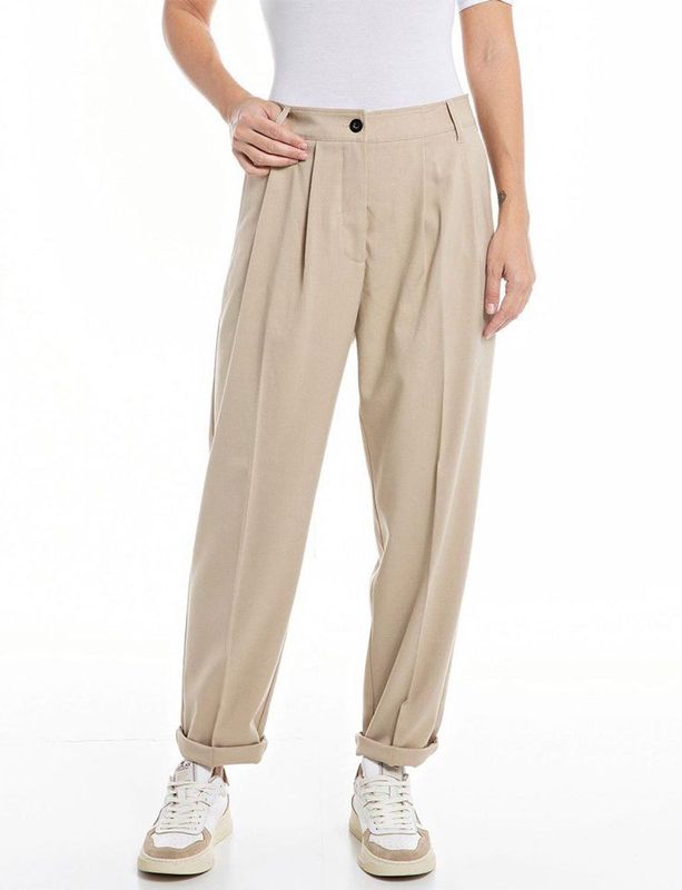 Replay Dames Carrot hoge taille broek, 769 beige, 27W