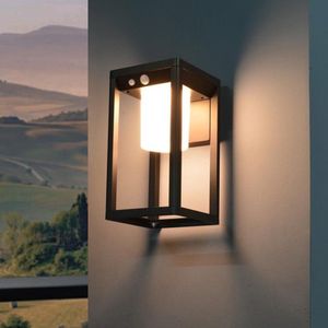 Solar wandlamp buiten 'Svea' - Warm wit licht - 4 lichtstanden - Buitenlamp op zonne-energie - Industriële wandlamp - Metaal - Zwart