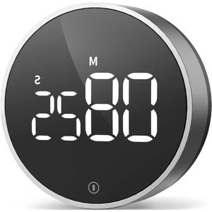 Magnetische digitale keukentimer met 3 volumeniveaus en groot LED-scherm - Donkergrijs (inclusief batterijen)