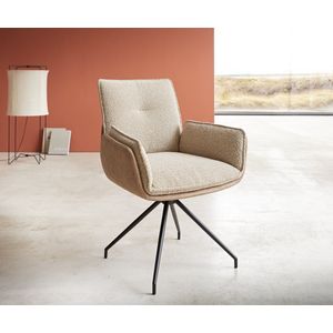 Eetkamerstoel Nela-Flex kruisframe conisch zwart materiaalmix mud 180° draaibaar