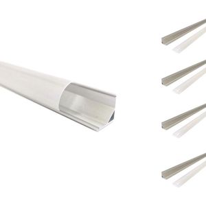 1m hoekig aluminium profiel voor ledstrip met ondoorzichtige WITTE afdekking (set van 5) - Kunststof - Zilver - Pack de 5 - 1 m - SILUMEN