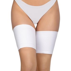 Annes witte Satijn Dijenband met dubbele siliconen maat XL ( 67-71)