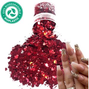 Chunky Glitters (Rood) [Volume 8g - Festival Glitter Outfit Nagel Decoratie Versiering - Manicure Kunstnagels Nepnagels Acryl Nagels - Kinderen Volwassenen Dames Glitters]