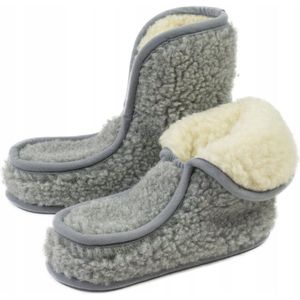 Kam-Pol Merino Wolle Pantoffels Granny Grijs Maat 37-38