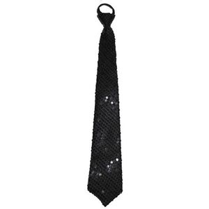 Toppers - Funny Fashion Carnaval verkleed stropdas met glitter pailletten - zwart - polyester - heren/dames