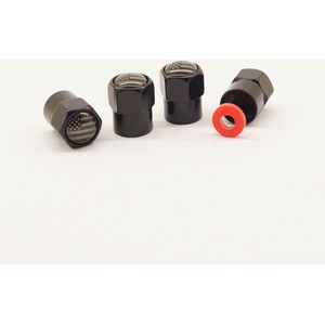 Schrader (auto) ventiel - Zwart Amerika grijs aluminium met afdichting