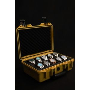 Onverwoestbare horlogekoffer voor 10 horloges - Geel - Originele Elbrus Horology Timepiece Valet horlogedoos