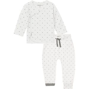 Noppies - kledingset - Broek Bo wit met sterretjes - Shirt Anne overslag - Maat 74