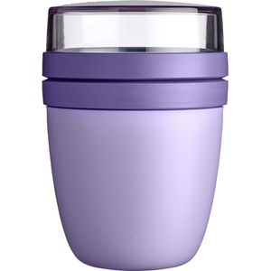 Yoghurt beker to go Praktische Lunchpot Ellipse Mini Yoghurtbeker en Mueslibeker onderverdeling voor Yoghurt en Muesli - Geschikt voor vriezer, magnetron en vaatwasser - 300 ml + 120 ml - Vivid Lilac yoghurt beker to go