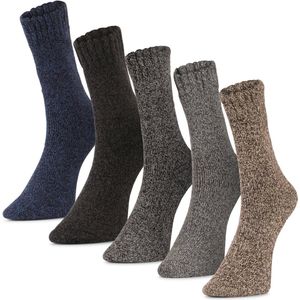 Alpaca-wollen sokken (Maat 41-47) - 3 Paar - Dik - Bruin/Zwart/Blauw - Winter sokken - Warme sokken - Dikke sokken - American Alpaca - Mannen