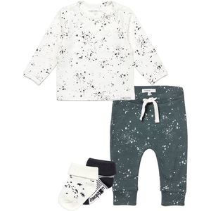 Noppies - Kledingset - 4 delig - Broek Jos Dark Slade - Shirt Gale Snow - 2 paar sokjes - Maat 74