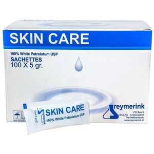 Reymerink - Skin Care Witte Vaseline (White Petrolatum) Box met 100 stuks | Desinfectie voor PMU, Tattoo, Beauty, Styliste, Kapper Studio & Laser Salon Huisarts Tandarts Praktijk | Laserkliniek | Desinfectiemiddel | Desinfectiespray | Pure Alcohol |