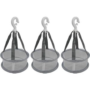 Droogrek voor make-upkwasten, 3-delige set hangende droognetten, geventileerd, winddicht mini droogrek, droogmand voor make-upkwasten (grijs)