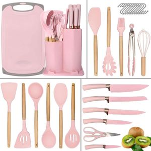 Lexium Siliconen Keukengerei - Kookgerei Set - BPA-Vrij - Ophangbaar - Keukengerei Set Met Houder - Zware Kwaliteit - Hittebestendig - Siliconen - Kookgerei