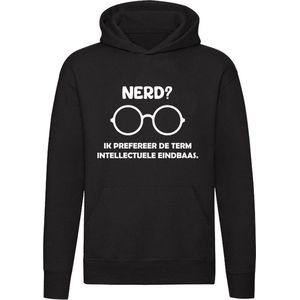 Nerd? Ik prefereer de term intellectuele eindbaas Hoodie | nerd | bril | baas | grappig | Unisex | Trui | Sweater | Capuchon