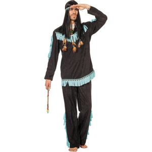 Wilbers & Wilbers - Indiaan Kostuum - Roestige Bijl Indiaan Wishbone - Man - Groen, Zwart - Maat 54 - Carnavalskleding - Verkleedkleding
