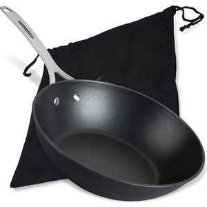 Force Wokpan van gietijzer 28 cm met antiaanbaklaag - inductie geschikt - FMprofessional.