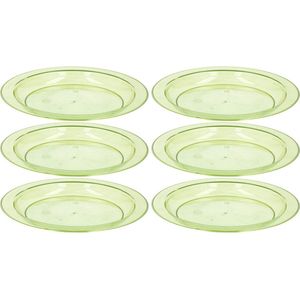 6x Groen plastic borden/bordjes 20 cm - Kunststof servies - Koken en tafelen - Camping servies - Ontbijtbordje kinderen